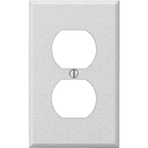 Amerelle PRO 1-Gang Stamped Steel Outlet Wall Plate, White Wrinkle C982DW Amerelle PRO 1-Gang Stamped Steel Outlet Wall Plate, White Wrinkle C982DW