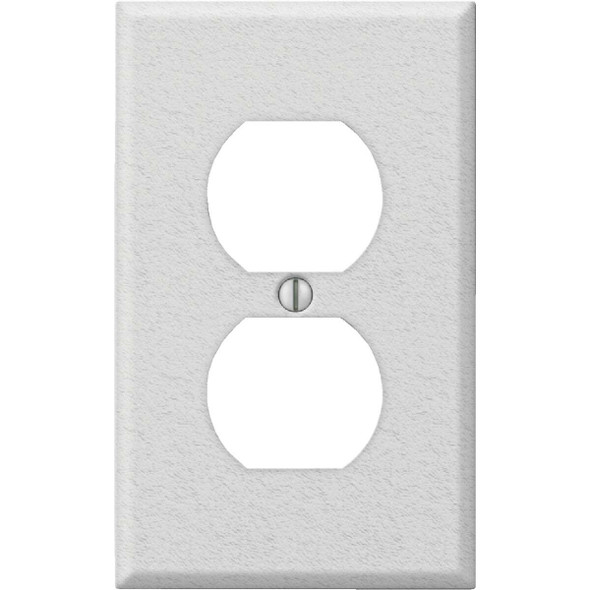 Amerelle PRO 1-Gang Stamped Steel Outlet Wall Plate, White Wrinkle C982DW