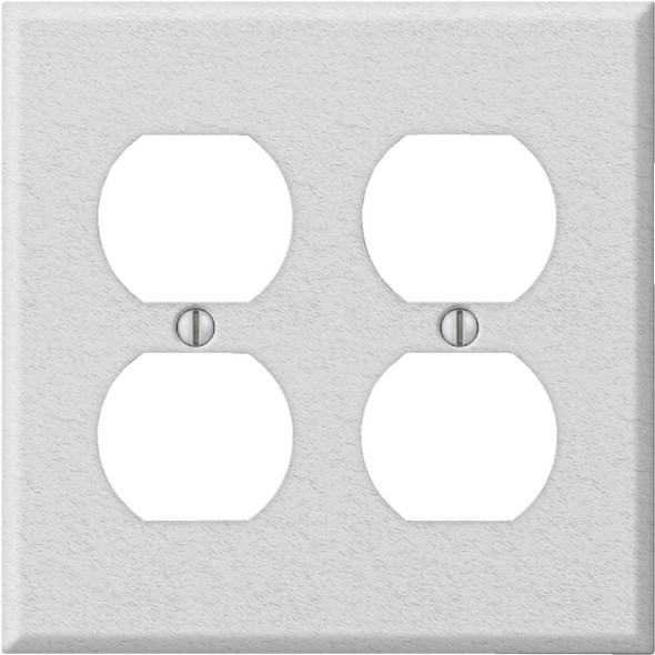 Amerelle PRO 2-Gang Stamped Steel Outlet Wall Plate, White Wrinkle C982DDW