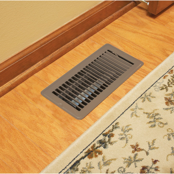 Home Impressions 4 In. x 10 In. Brown Steel Floor Register 1FL0410BR-NH 413573