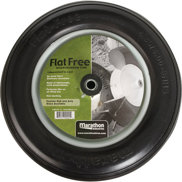 Marathon 16 x 480-400-8 In. Flat Free Wheelbarrow Wheel 00001 738893