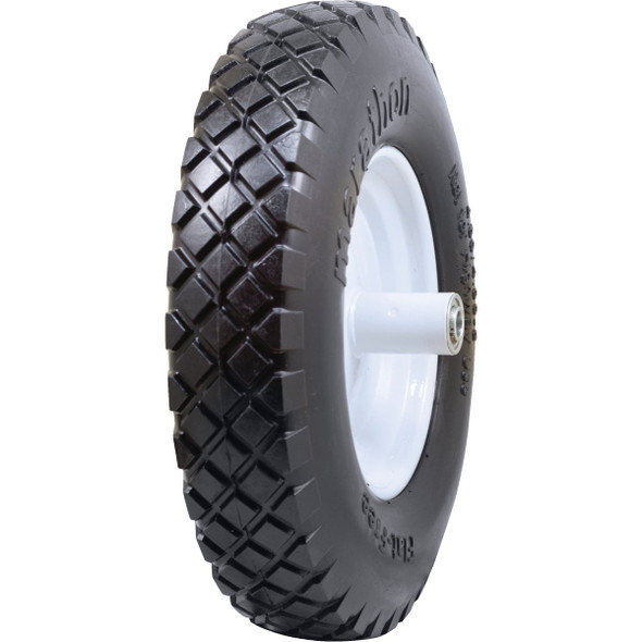 Marathon 16 x 480/400-8 In. Flat Free Wheelbarrow Wheel with Knobby Tread 00047