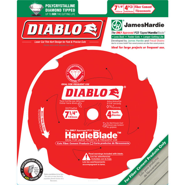 Diablo HardieBlade 7-1/4 In. 4-Tooth PCD Fiber Cement Circular Saw Blade, Bulk