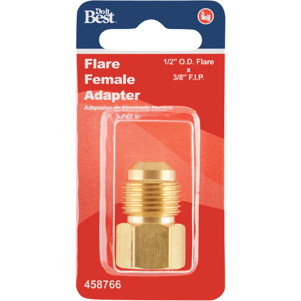 Do it 1-2 In. x 3-8 In. Brass Female Flare Adapter 458766 458766
