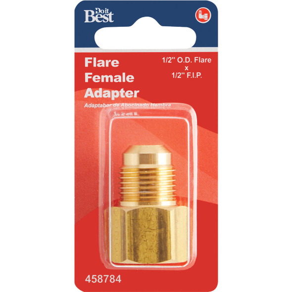 Do it 1-2 In. x 1-2 In. Brass Female Flare Adapter 458784 458784