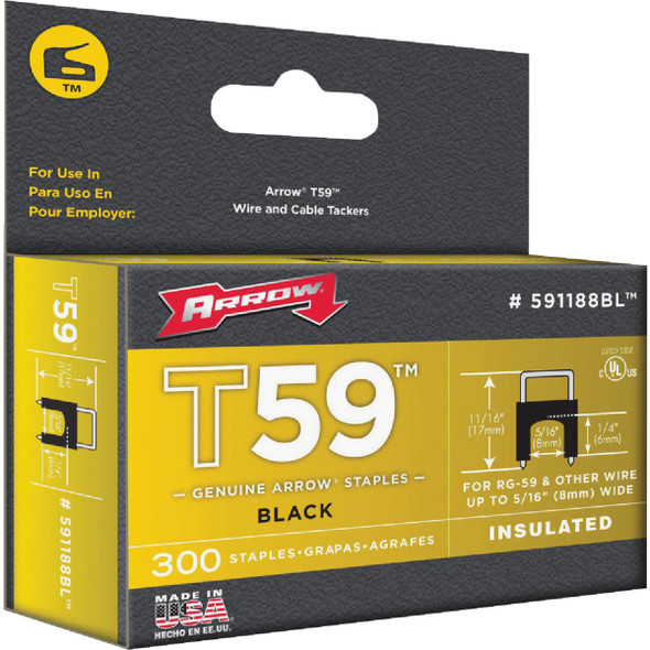 Arrow Insulated Black Cable Staple, 1-4 In. (300-Pack) 591188BL 357685