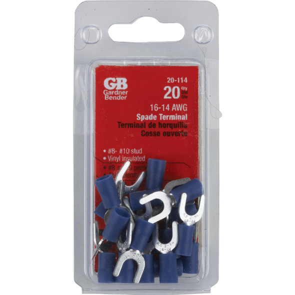 Gardner Bender 16 to 14 AWG #8 to #10 Yes Spade Terminal (20-Pack) 20-114
