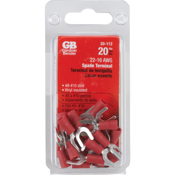 Gardner Bender 22 to 16 AWG #8 to #10 Yes Spade Terminal (20-Pack) 20-112