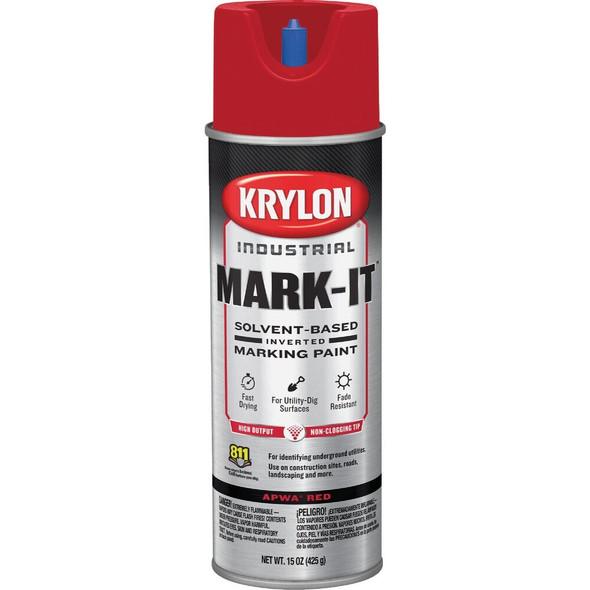 Krylon Mark-It 730208 Industrial SB APWA Red Inverted Marking Paint 730208 774353