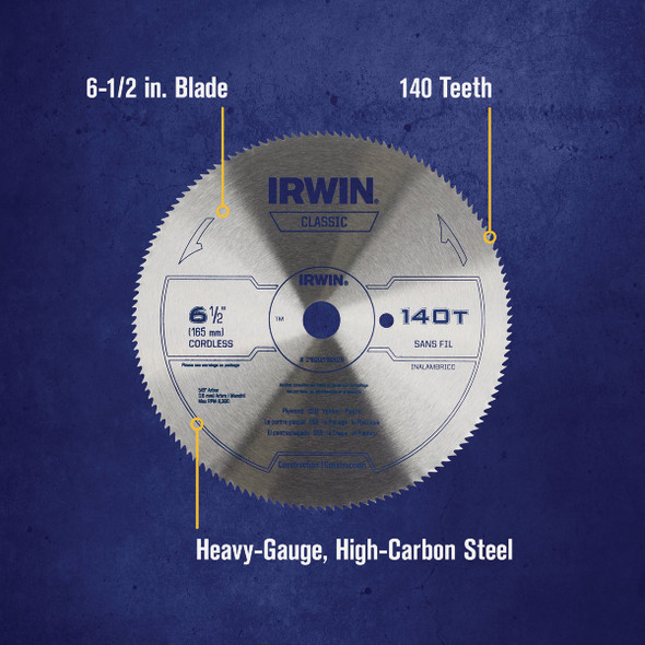 Irwin Steel 6-1-2 In. 140-Tooth Ripping-Crosscutting Circular Saw Blade 11820ZR 335592