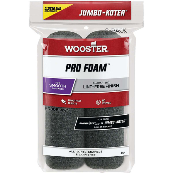 Wooster Jumbo-Koter 4-1/2 In. x 3/8 In. Pro Foam Mini Foam Roller Cover (2-Pack)