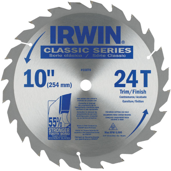 Irwin Classic Series 10 In. 24-Tooth Trim/Finish Circular Saw Blade 15070G