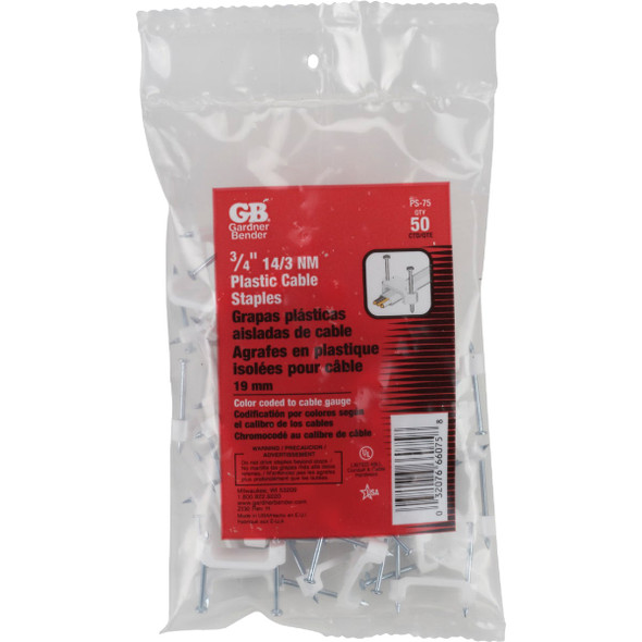 Gardner Bender 3-4 In. x 3-8 In. Poly Cable Staple (50-Count) PS-75 511749