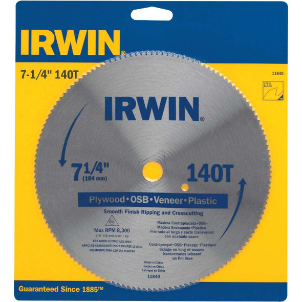 Irwin 7-1/4" 140t Saw Blade 11840