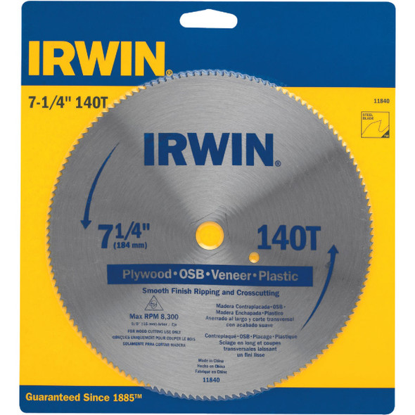 Irwin 7-1/4" 140t Saw Blade 11840