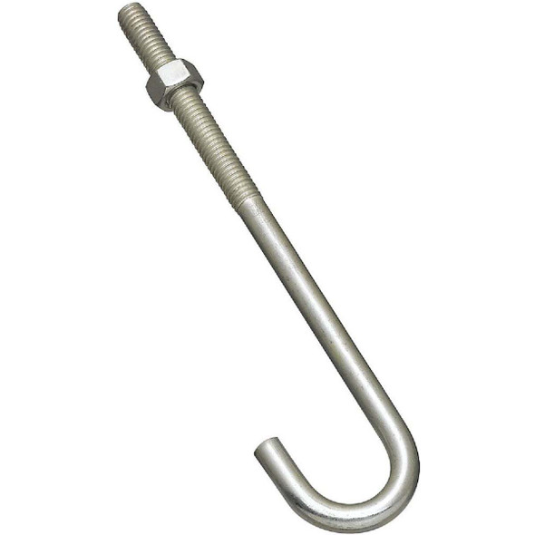National Hardware 3/8 In. x 7 In. Zinc J Bolt N232-967 Pack of 10
