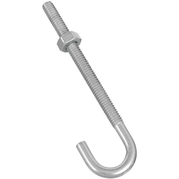 National Hardware 1/4 In. x 4 In. Zinc J Bolt N232-892 Pack of 10