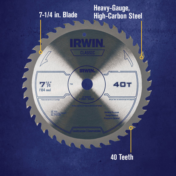 Irwin Classic Series 7-1-4 In. 40-Tooth Trim-Finish Circular Saw Blade 15230ZR 345941