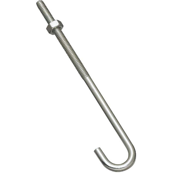 National Hardware 1/4 In. x 6 In. Zinc J Bolt N232-900 Pack of 10
