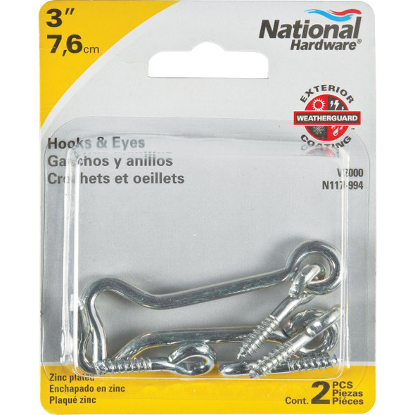 National Hardware 3 In. Steel Hook & Eye Bolt (2-Count) N117-994 212497