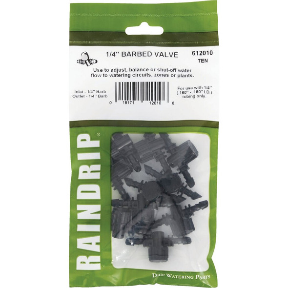 Raindrip 1-4 In. Double-Barbed In-Line Valve (10-Pack) 612010B 747357