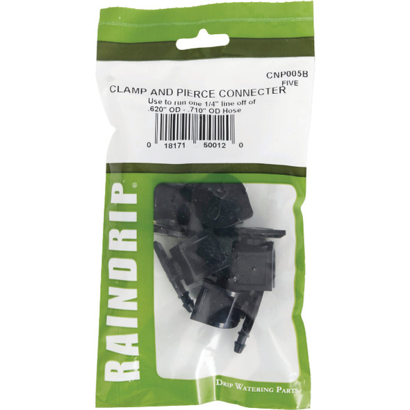 Raindrip Clamp & Pierce 5/8, 1/2, 0.710 In. Tubing Connector (5-Pack) Raindrip Clamp & Pierce 5/8, 1/2, 0.710 In. Tubing Connector (5-Pack)