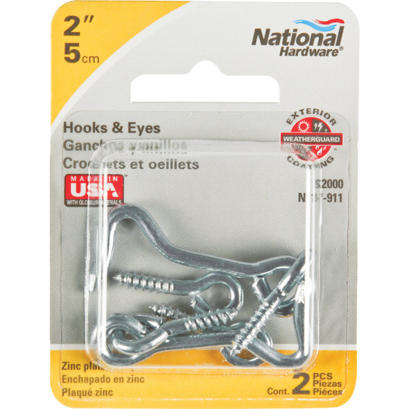 National Hardware 2 In. Steel Hook & Eye Bolt (2-Count) N117-911 212512