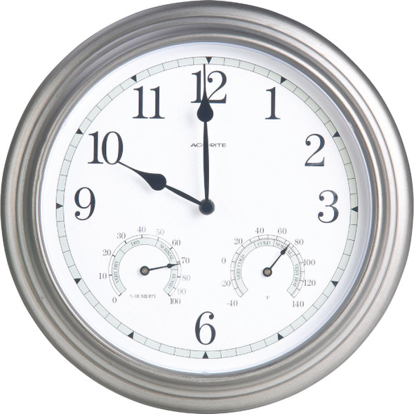 Acurite 13.5" Metal Indoor/Outdoor Clock Thermometer 00920A4
