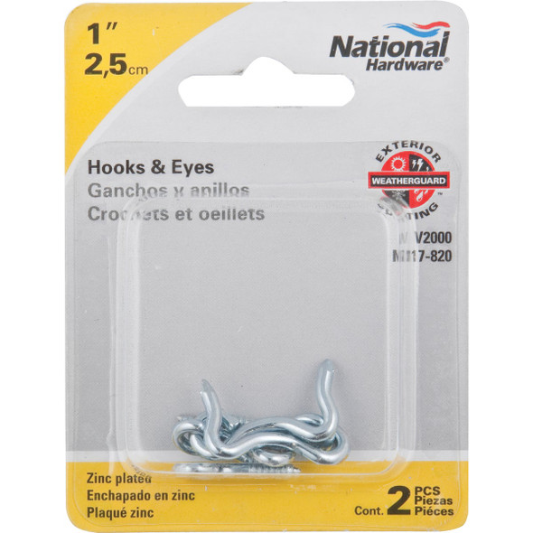 National Hardware1 In. Steel Hook & Eye Bolt (2-Count) N117-820 206510