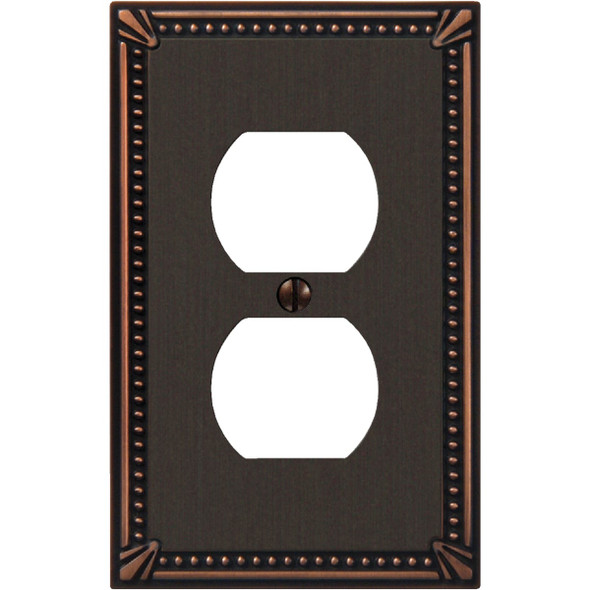 Amerelle Imperial Bead 1-Gang Cast Metal Outlet Wall Plate, Aged Bronze 74DDB Amerelle Imperial Bead 1-Gang Cast Metal Outlet Wall Plate, Aged Bronze 74DDB