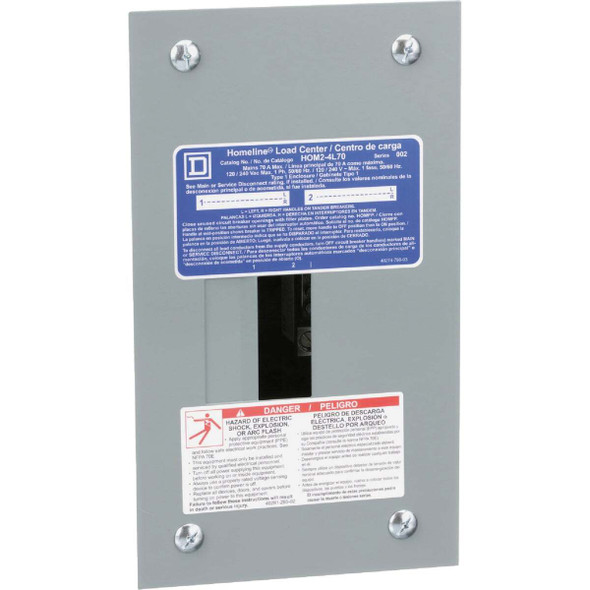 Square D Homeline 70A 2-Space 4-Circuit Indoor Main Lug Flush Mount Load Center