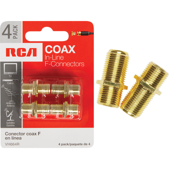 RCA In-Line Feed-Through Coax Connector (4-Pack) VH664R