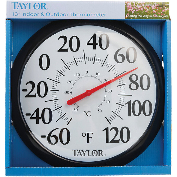 Taylor 13-1/2" Fahrenheit and Celsius -60 To 120 F, -50 To 50 C Outdoor Wall Thermometer Taylor 13-1/2" Fahrenheit and Celsius -60 To 120 F, -50 To 50 C Outdoor Wall Thermometer