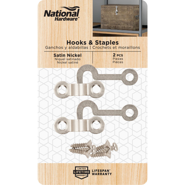 National Hardware Satin Nickel Decorative Hook and Staple (2 Count) N211-017 201108