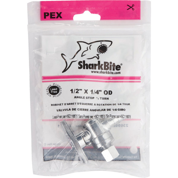 SharkBite 1/2 In. CF X 1/4 In. OD Chrome Ice Maker Valve SharkBite 1/2 In. CF X 1/4 In. OD Chrome Ice Maker Valve