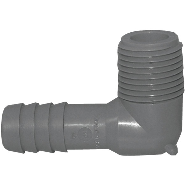Boshart 1/2 In. Male 90 Deg. Polypropylene Insert Elbow (1/4 Bend) UPPME-05