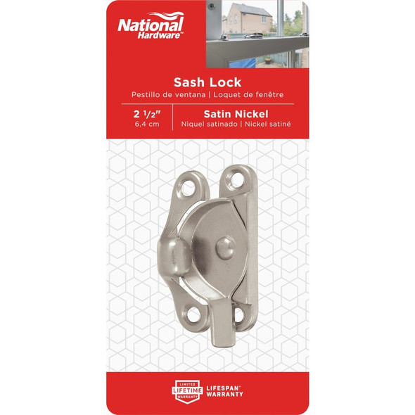 National Hardware Double Hung Satin Nickel Crescent Sash Lock N325-381 201512