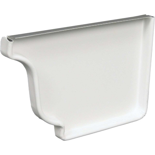 Amerimax 5 In. Galvanized White Right Gutter End Cap 33006
