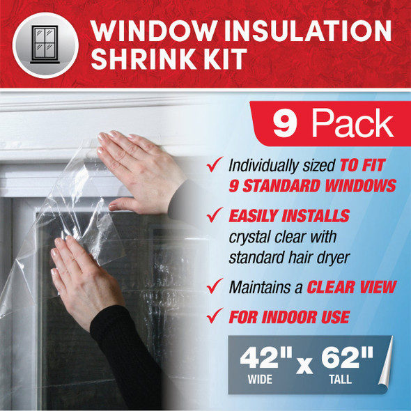 Frost King 42 In. x 62 In. Indoor Shrink Film Window Kit (9-Pack) V73-9H 282952