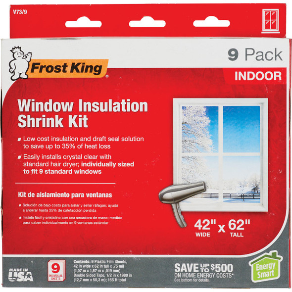 Frost King 42 In. x 62 In. Indoor Shrink Film Window Kit (9-Pack) V73-9H 282952