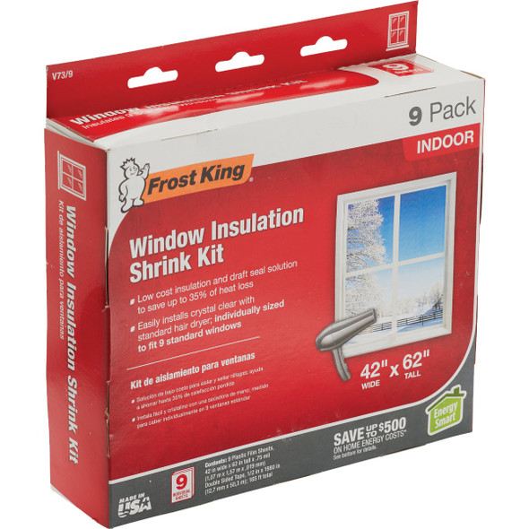 Frost King 42 In. x 62 In. Indoor Shrink Film Window Kit (9-Pack) V73/9H