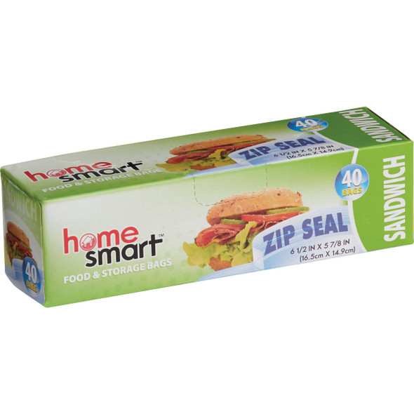 Home Smart Zip Seal Sandwich Bag (40-Count) 88758 Pack of 24