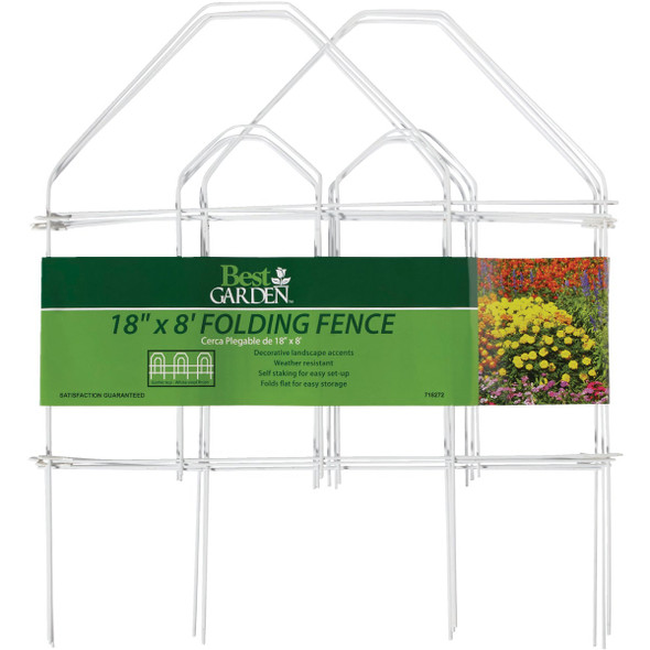 Best Garden 8 Ft. White Galvanized Wire Folding Fence 718272 718272