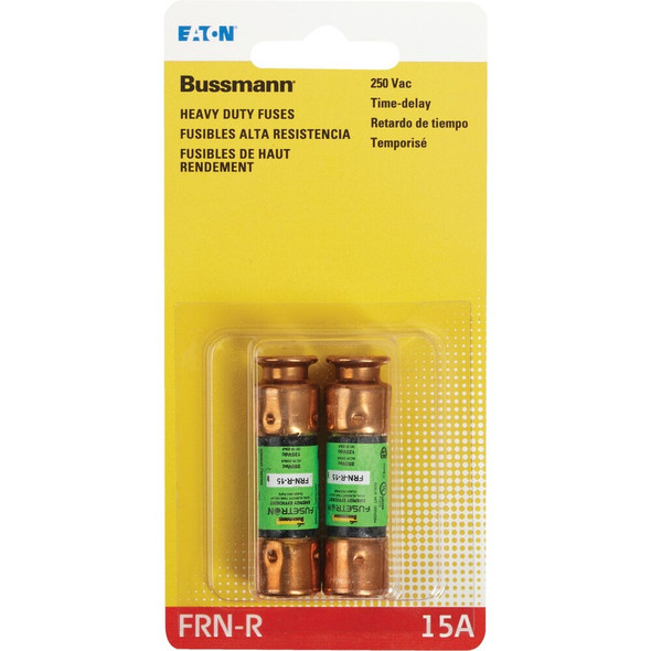Bussmann 15A FRN-R Cartridge Heavy-Duty Time Delay Cartridge Fuse (2-Pack) BP/FRN-R-15 527580