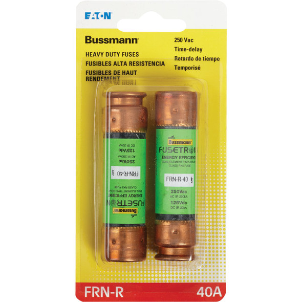 Bussmann 40A FRN-R Cartridge Heavy-Duty Time Delay Cartridge Fuse (2-Pack) Bussmann 40A FRN-R Cartridge Heavy-Duty Time Delay Cartridge Fuse (2-Pack)