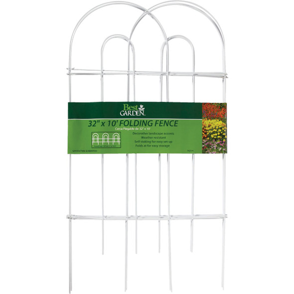 Best Garden 10 Ft. Powder-Coated White Wire Folding Fence Best Garden 10 Ft. Powder-Coated White Wire Folding Fence