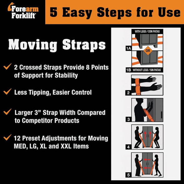 Forearm Forklift 800 Lb. Capacity Moving Straps L74995-CN 759052