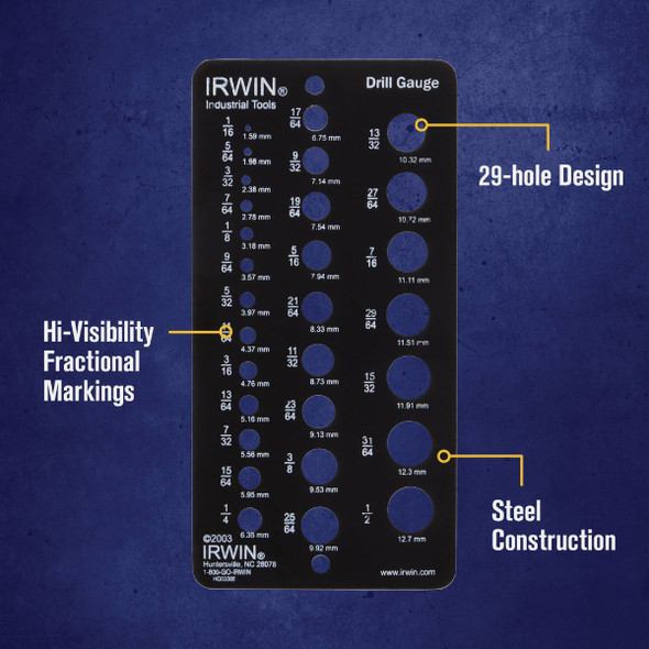 Irwin 1-16 In. to 1-2 In. Fractional Drill Gauge 12092 387541