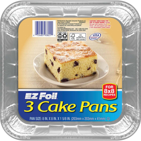 EZ Foil 8 In. Square Cake Pan (3-Count) Z93821 Pack of 12