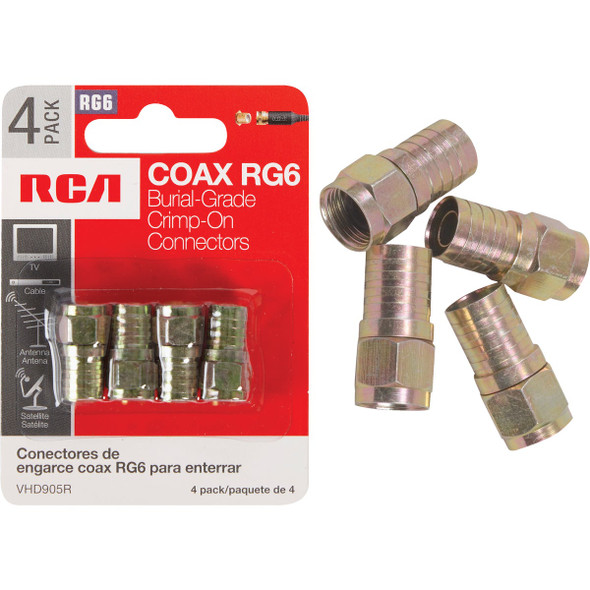 RCA RG6 F-Connector (4-Pack) VHD905R